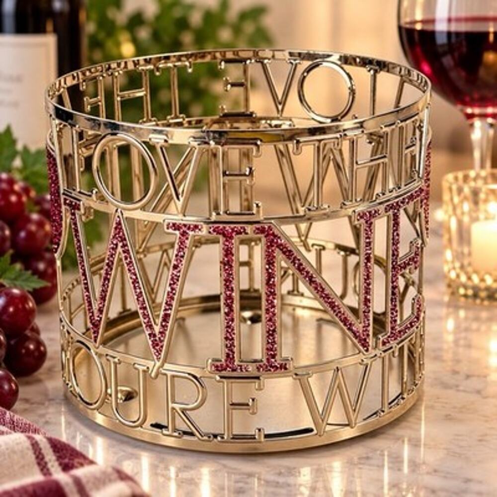 Bath & Body Works Love the Wine You’re With 3 Wick Candle Holder Glitter Metal